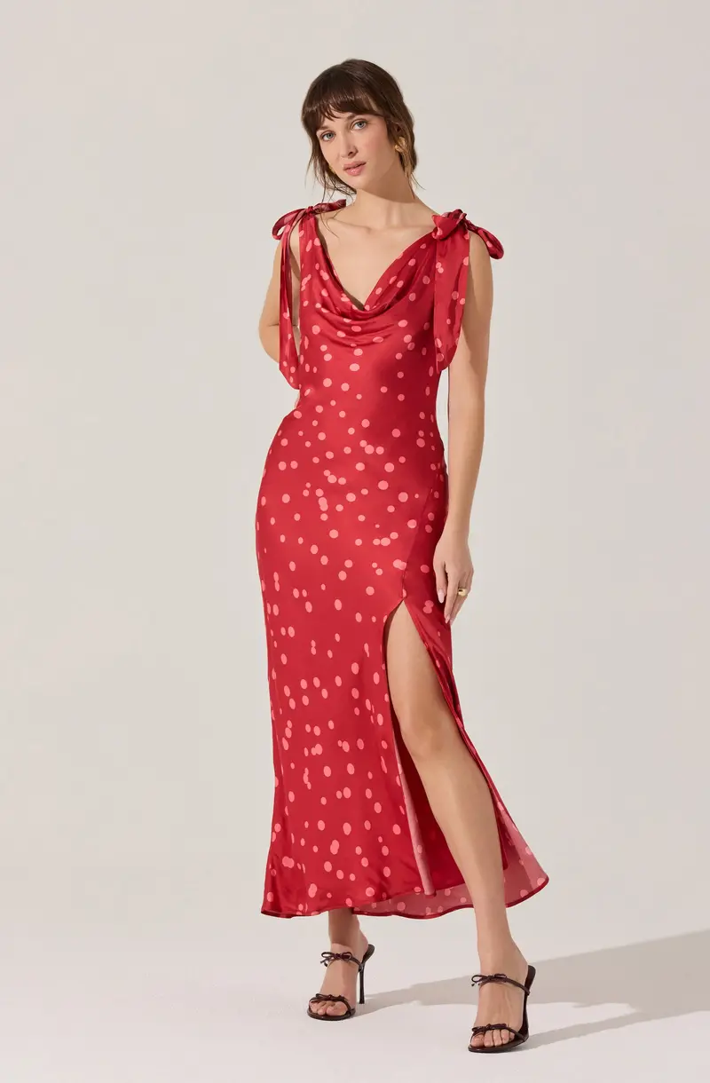 Satin Cowl Neck Midi Dress by Allexina