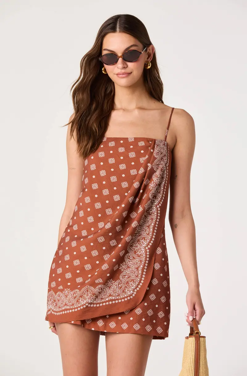 Scarlett Faux-Wrap Mini Dress with Contoured Silhouette