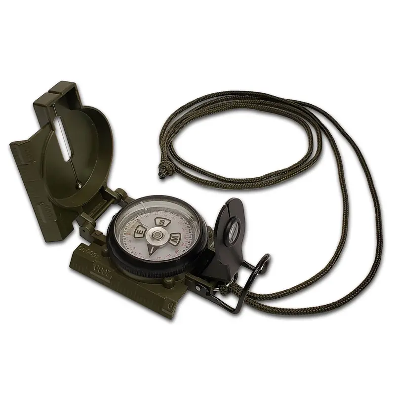 Scout™ Lensatic Compass – Glow-in-the-Dark Military Style with OD Green Pouch