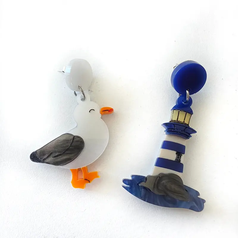 Seagull and Lighthouse Earrings