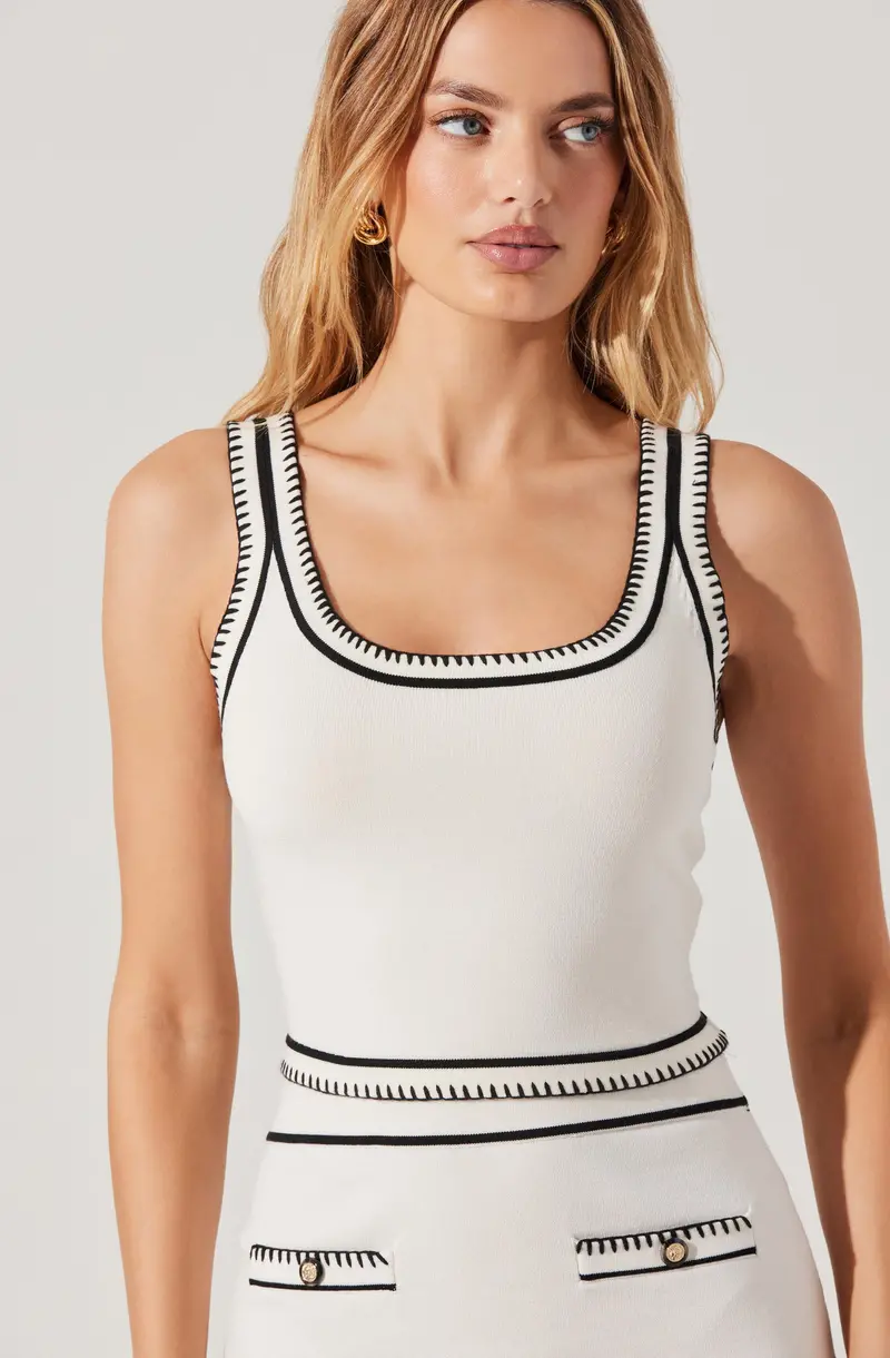 Sessy Sweater Tank with Contrast Stitching