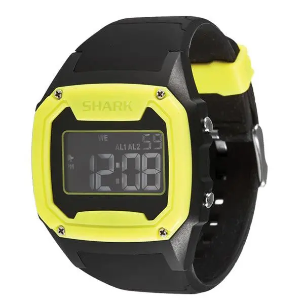 Shark Classic XL Watch – Black-Yellow Dial, Black Silicone Strap
