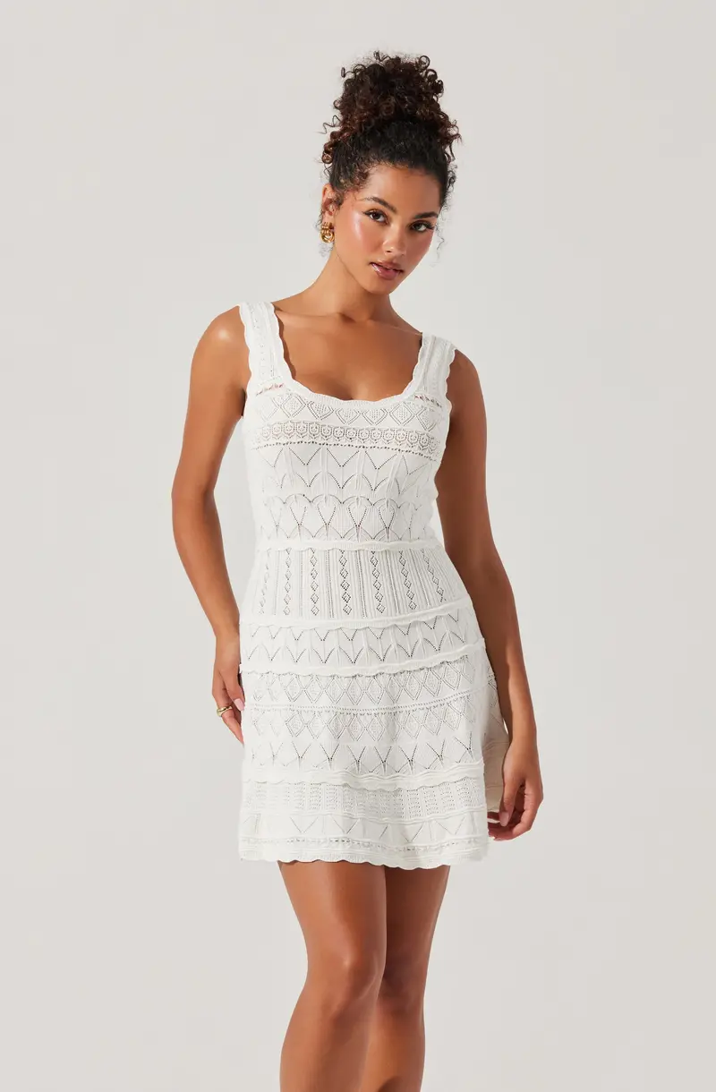 Shereena Pointelle-Knit Sweater Mini Dress