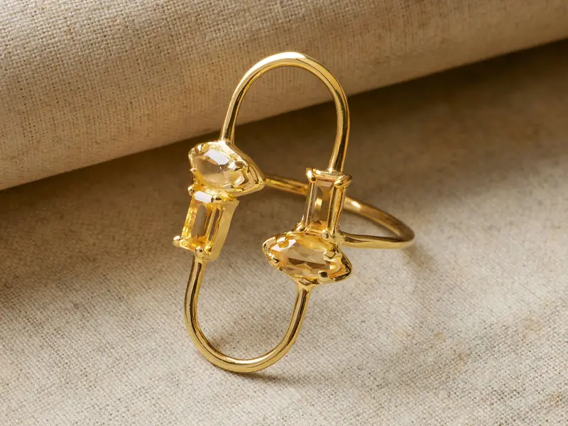 Sienna Citrine Stackable Ring – Minimalist Gold Band