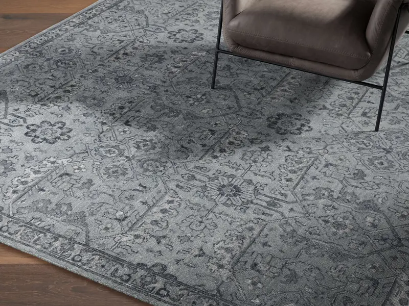 Sienna Hand-Knotted Area Rug – Charcoal Geometric Texture