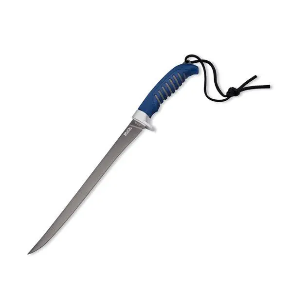 Silver Creek Large Fillet Knife – Blue Thermoplastic Handle with Plastic Sheath