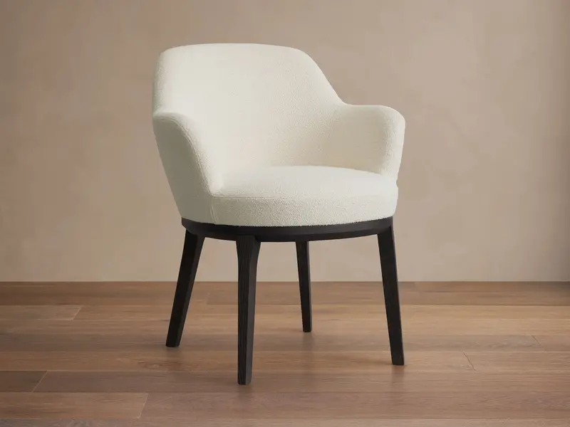 Simone Upholstered Dining Armchair with Wooden Accents