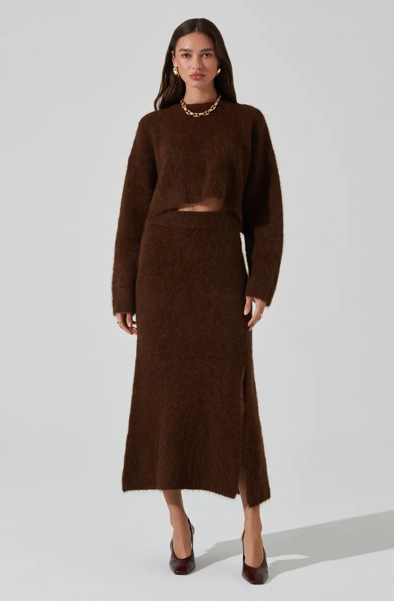 Sinisa Brushed Wool Pleated Midi Skirt