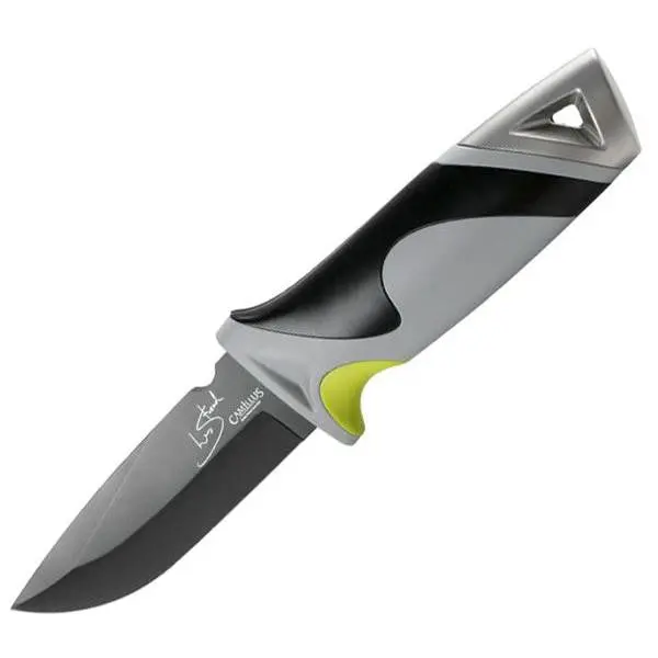 SK Arctic Tactical Knife – Gray-Black TPR Handle with Sleek Black Plain-Edge Blade