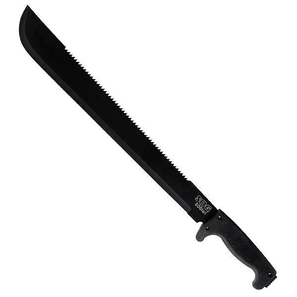 SOG Fari Machete with Black Kraton Handle and Saw-Back Edge – 18-Inch Tactical Blade
