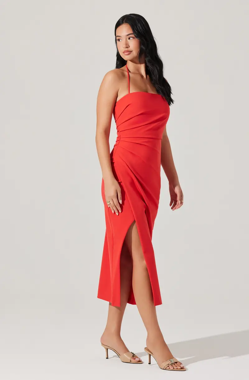 Sophisticated Siena Halter Neck Midi Dress