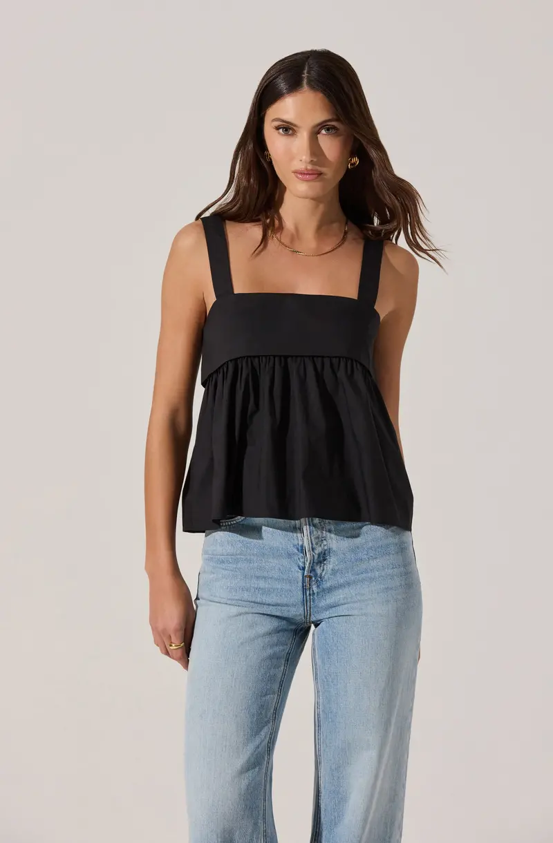 Square-Neck Babydoll Blouse