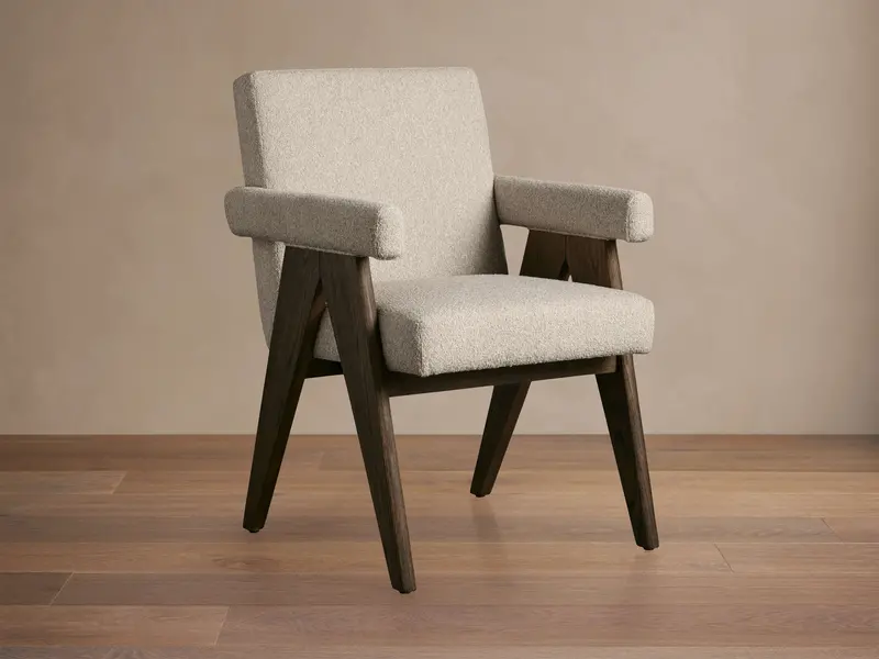 Stanley Dining Arm Chair in Rich Mocha Leather Finish