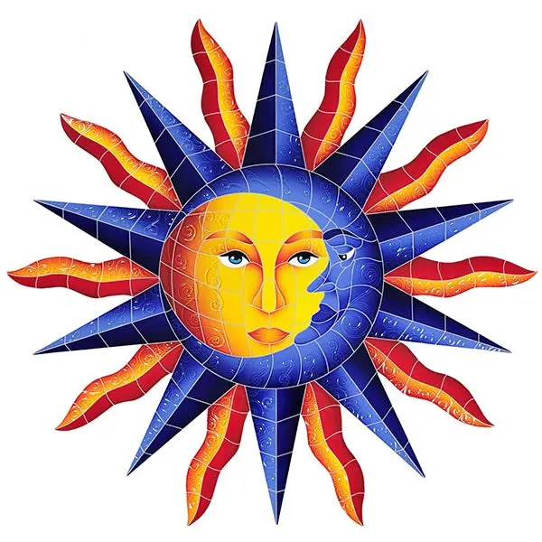 Sun and Moon Pool Mosaic – Dual Celestial Motif Tile for Spa and Pool Borders