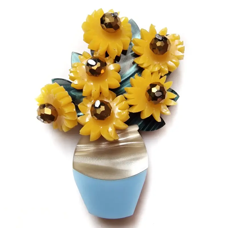 Sunflower Brooch Inspired by Van Gogh