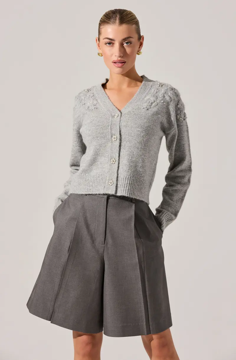 Susannah Wool-Blend Cardigan with Metallic Embellishments