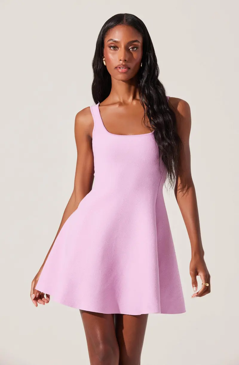 Sweater-Knit Skater Mini Dress with Playful Fit