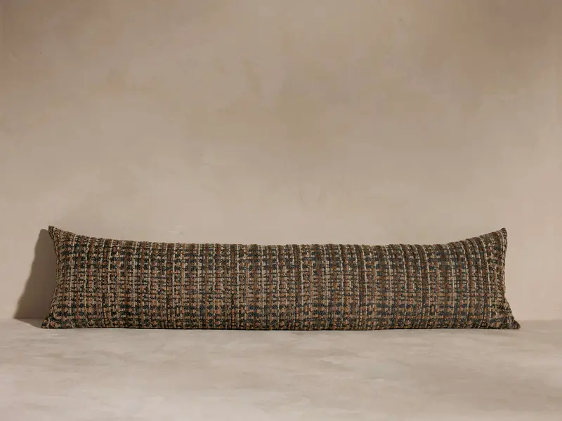 Tabby Woven Lumbar Pillow – Textured Cotton Blend Back Support Cushion