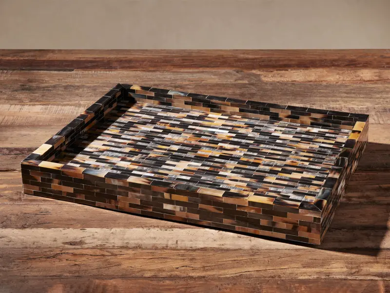 Tabor Rectangular Serving Tray with Horn-Inspired Handles