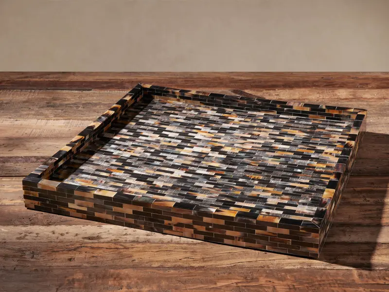 Tabor Square Serving Tray with Horn Accents