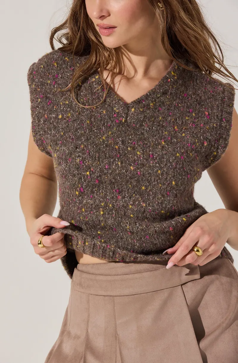 Taytum V-Neck Sleeveless Sweater Vest for Layering
