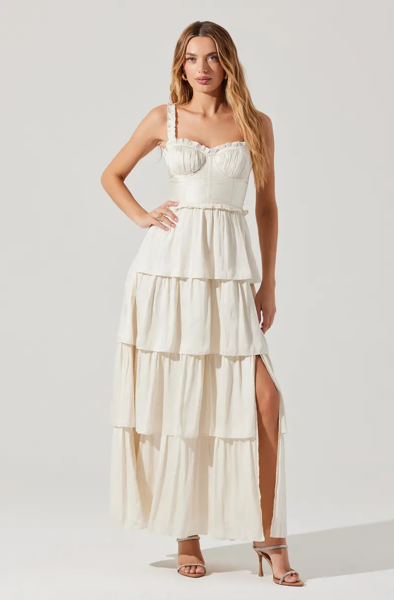 Tempany Tiered Bustier-Style Maxi Dress