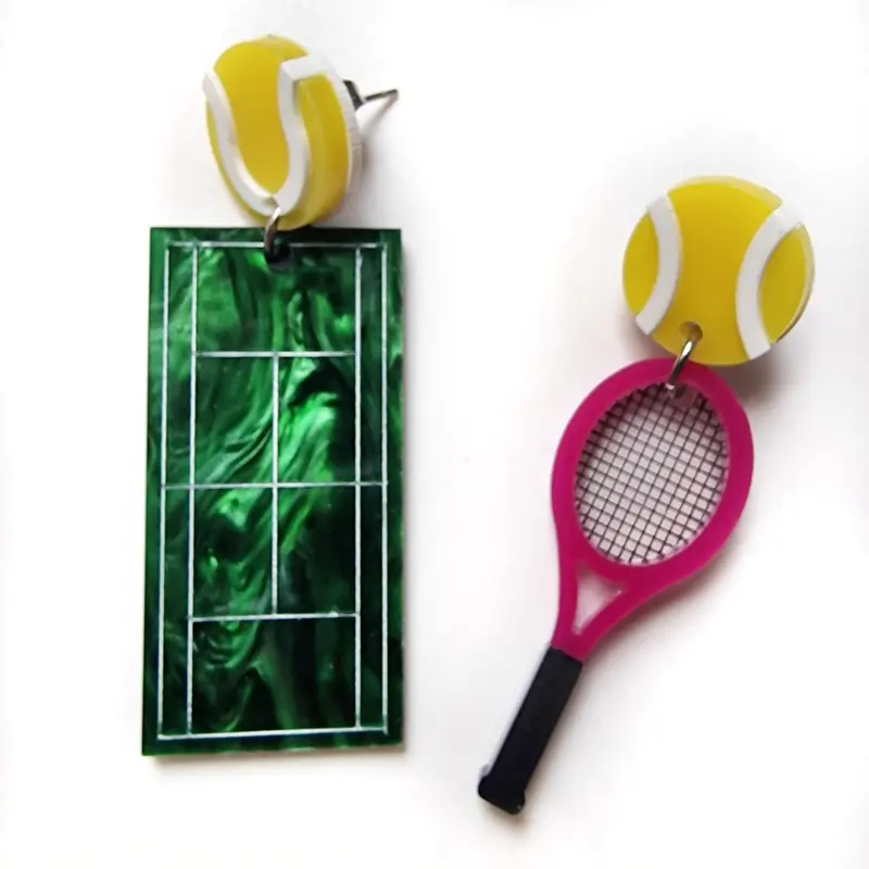 Tennis Racket and Court Earrings