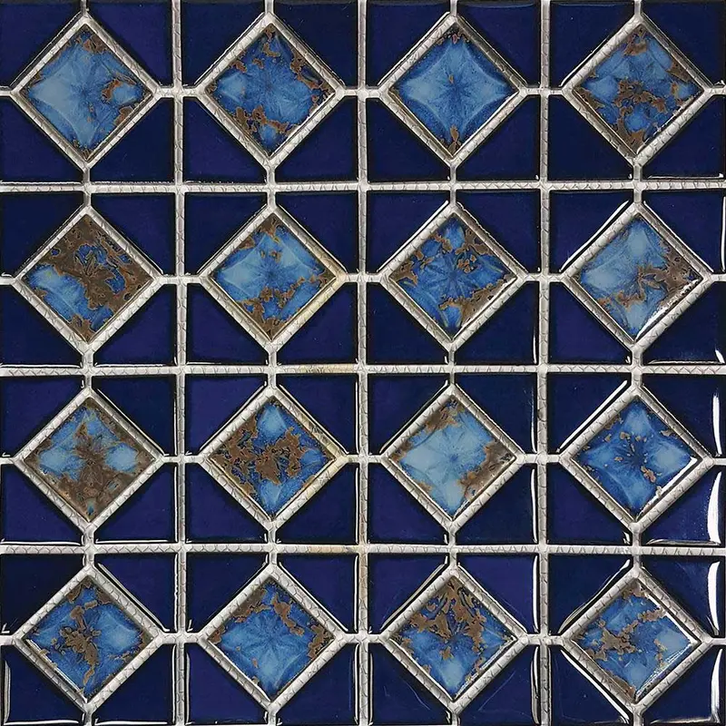 Terra Blue Mini Akron 1×1 Porcelain Mosaic Pool Tile