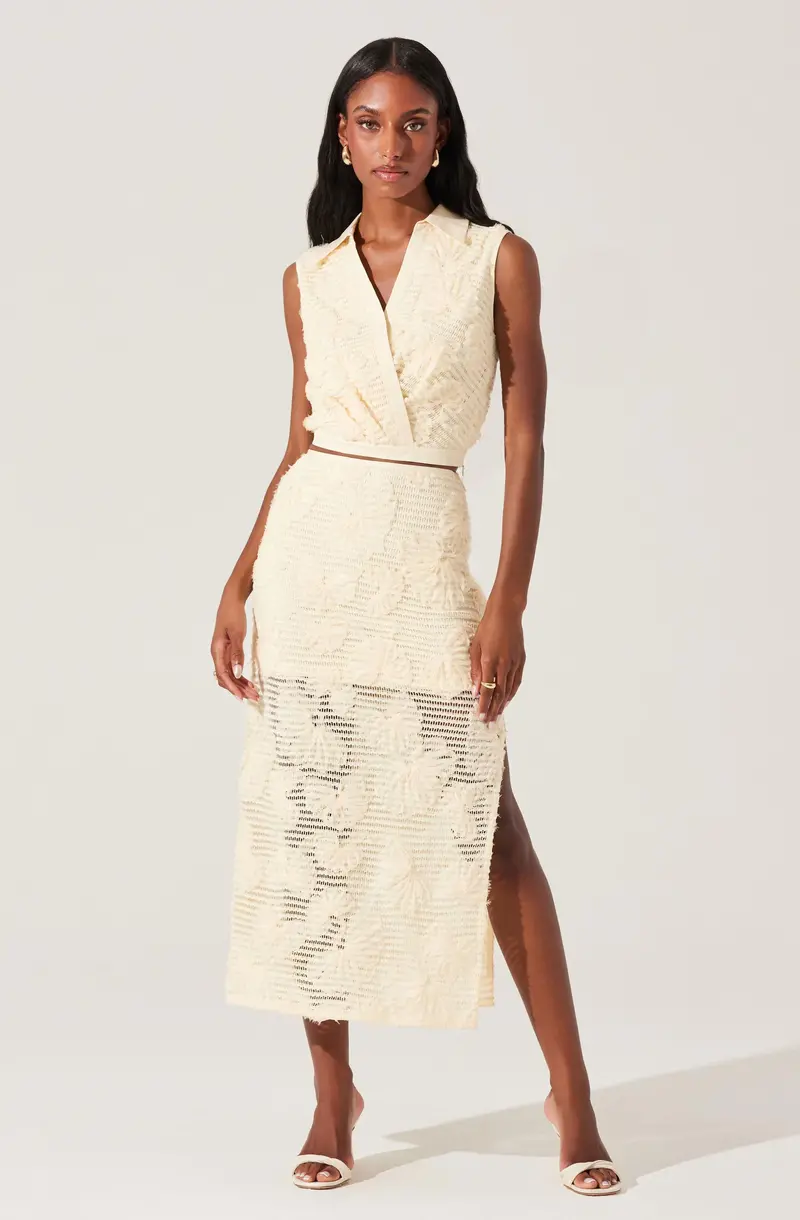 Textured Floral Knit Midi Skirt – Sol