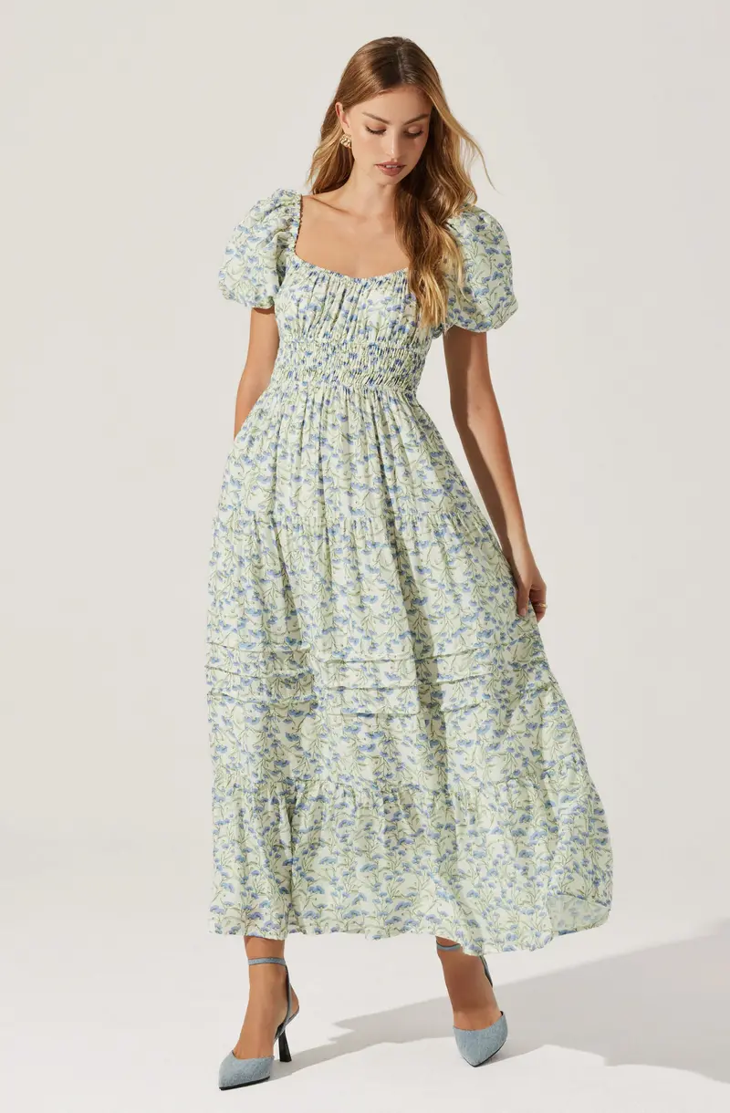 Tiered Floral Maxi Dress with Graceful Movement