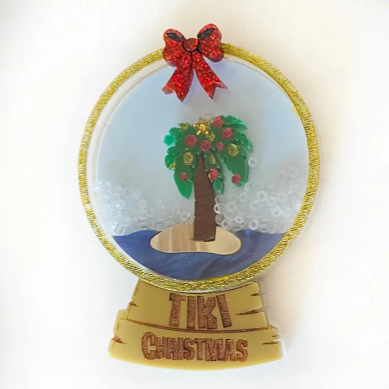 TIKI Snow Globe Brooch