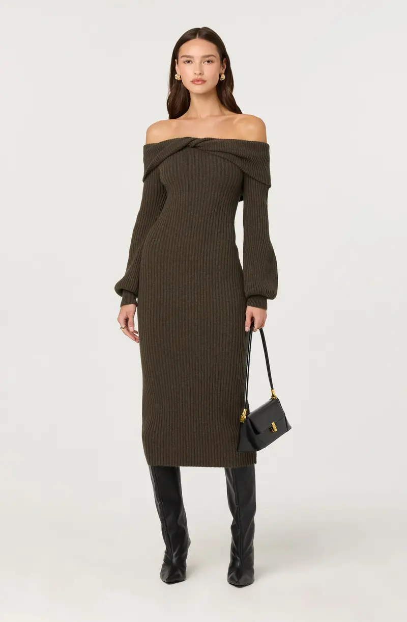 Tilde Off-Shoulder Sweater Midi Dress
