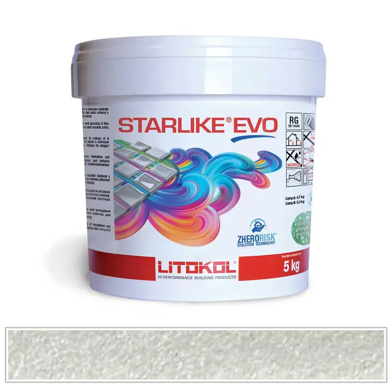 Titanium White 105 Starlike EVO Epoxy Grout – Bright Neutral Grout for Light Tile Installations