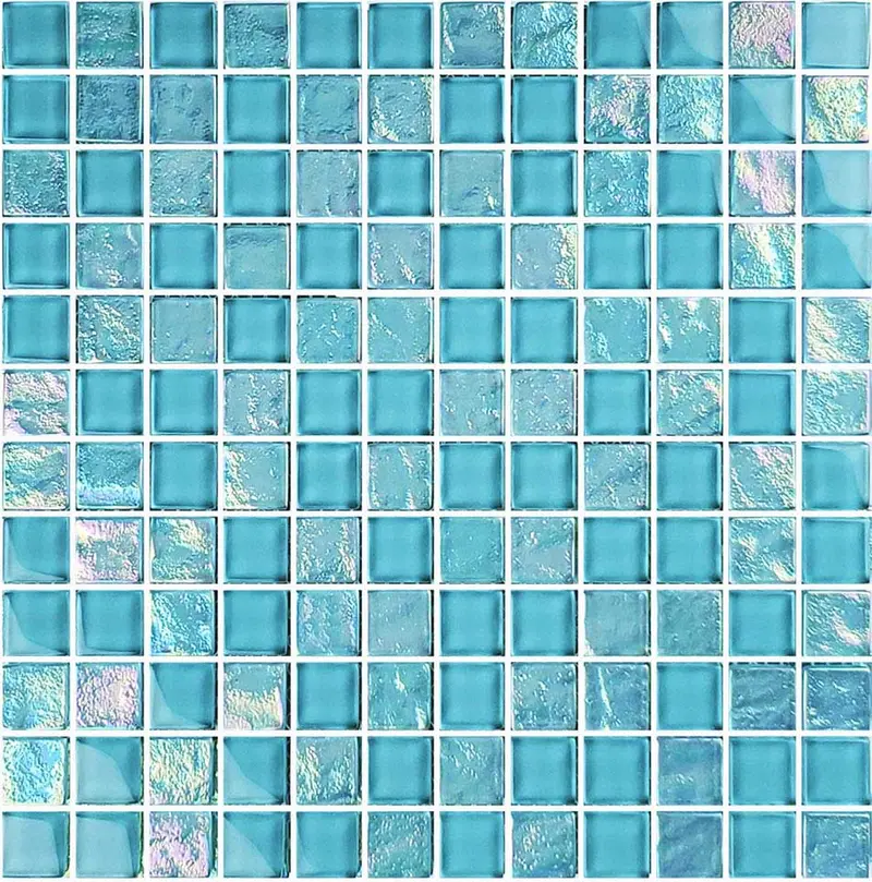 Turquoise 1×1 Iridescent Glass Mosaic Tile – Fine Detail Tile for Custom Patterns