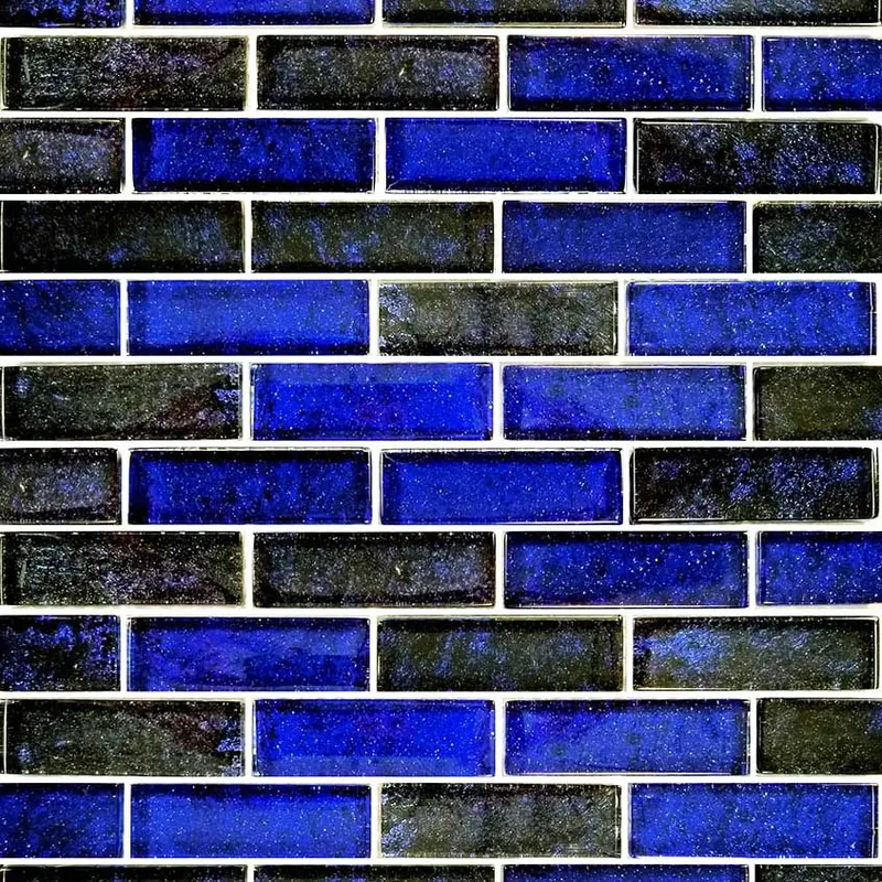Twilight Cobalt Blue 1×3 Glass Mosaic Tile