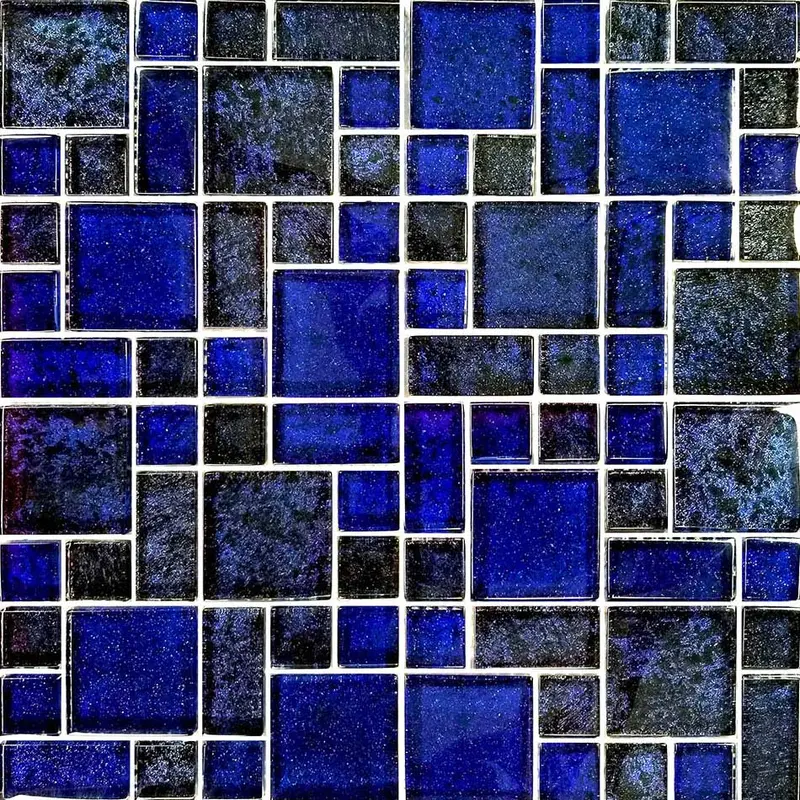 Twilight Cobalt Blue Mixed-Size Glass Mosaic Tile