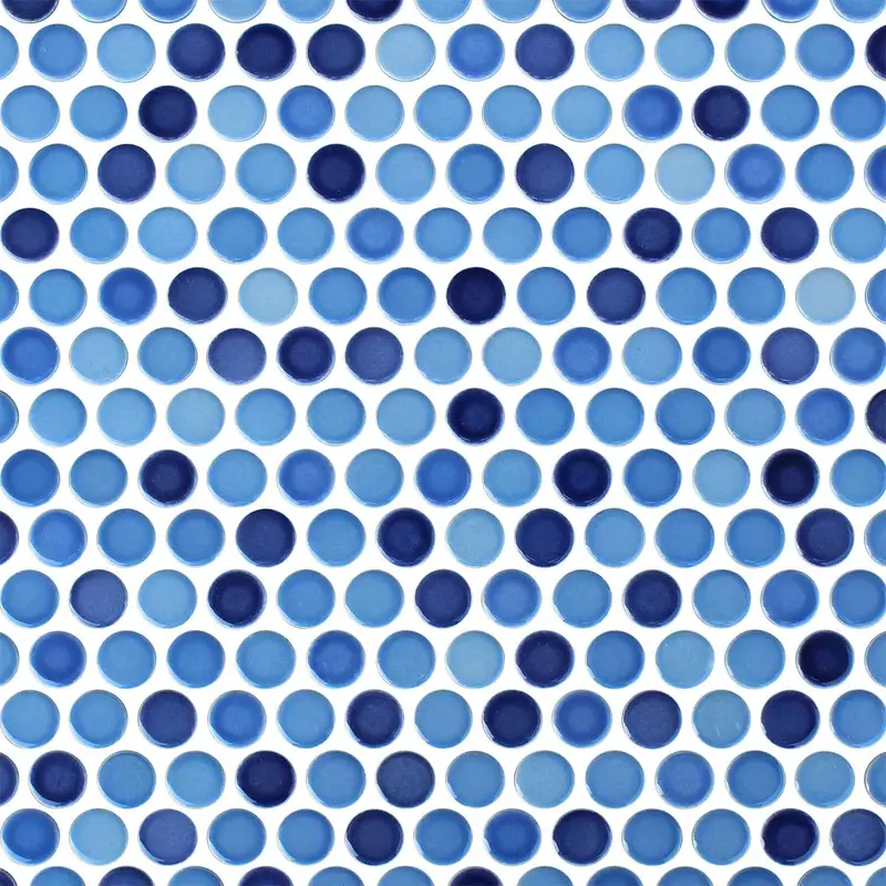 Ultramarine Blue Penny Round Porcelain Mosaic Tile
