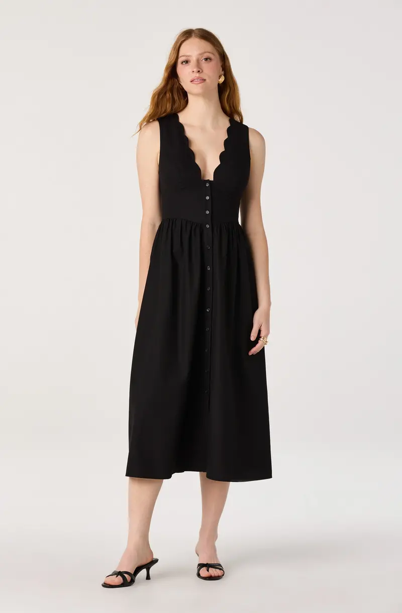 V-Neck Button-Front Midi Dress by Cory