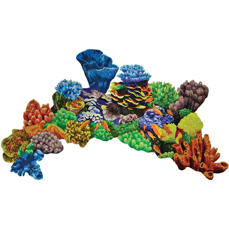 Vibrant Coral Reef Glass Mosaic Tile for Aquatic Spaces