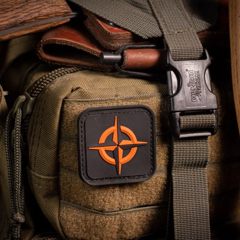 Vibrant Orange Survival Compass Morale Patch – High-Visibility Design