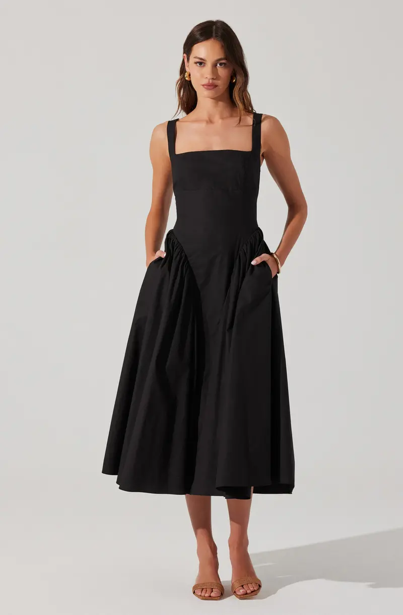 Vinya Drop-Waist Poplin Dress