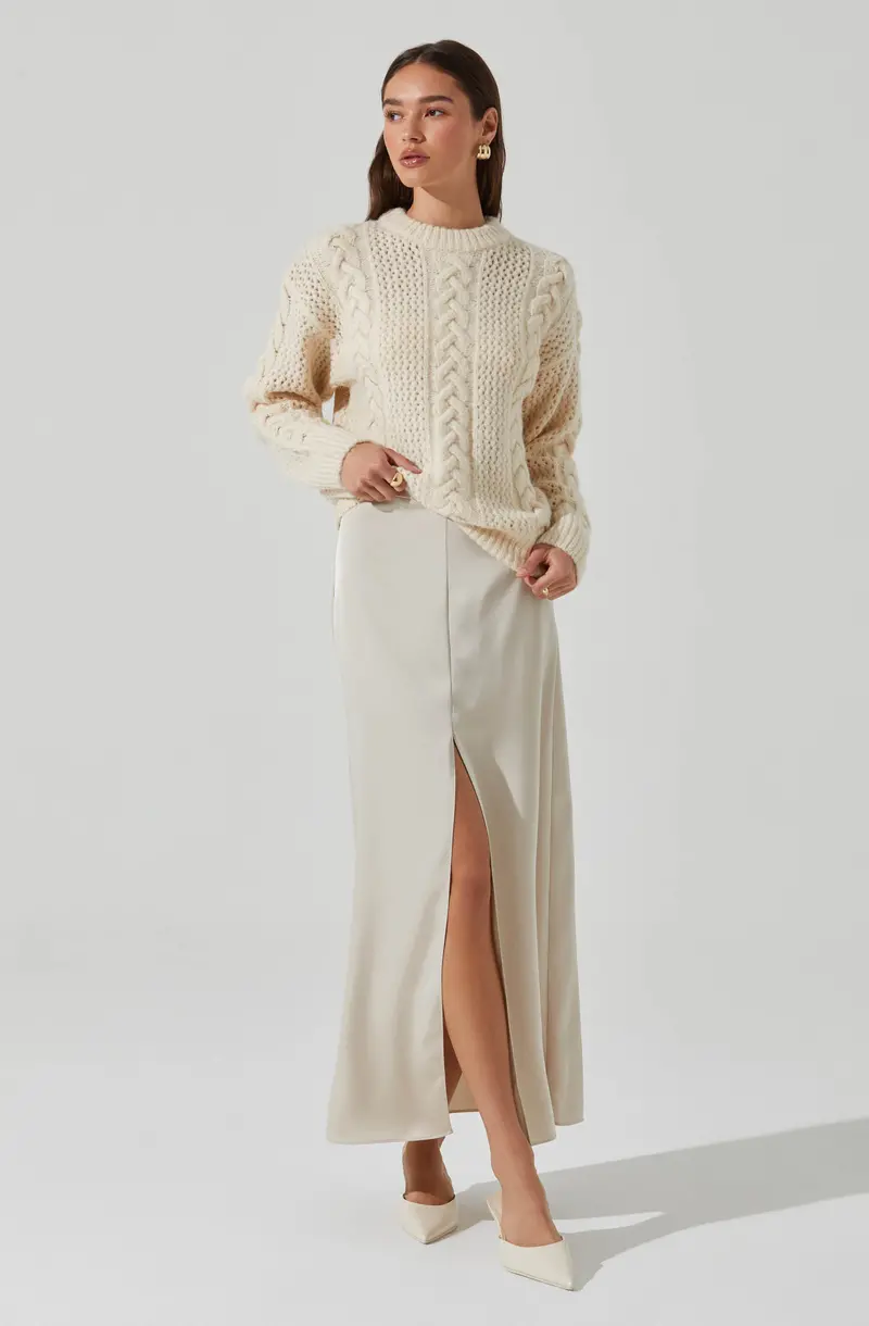 Vitella Flowy Satin Maxi Skirt