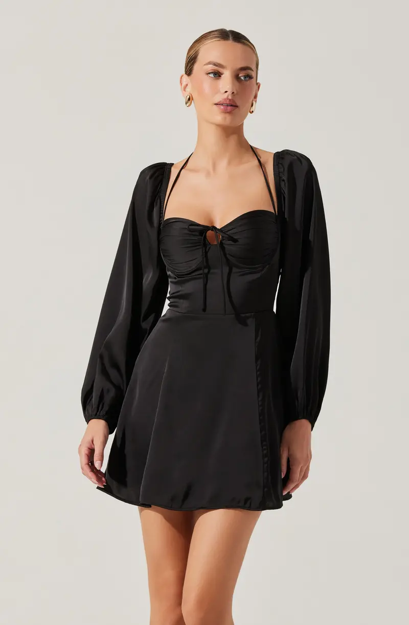 Vivian Halter Neck Satin Mini Dress