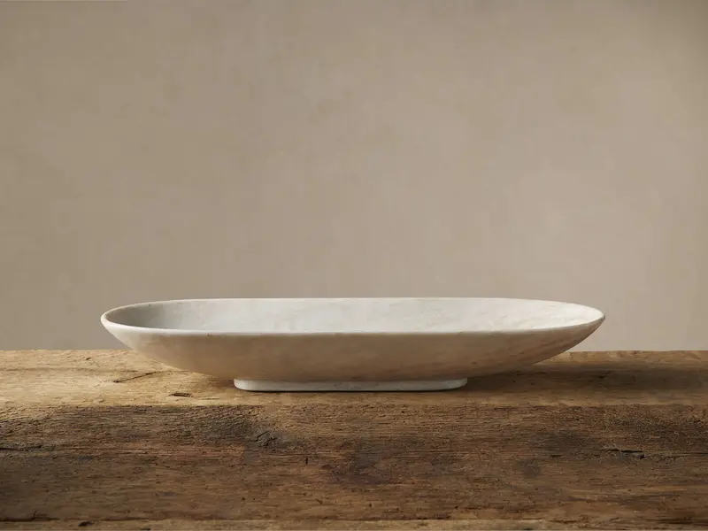 White Carrara Marble Oval Serving Bowl – Natural Stone Dish