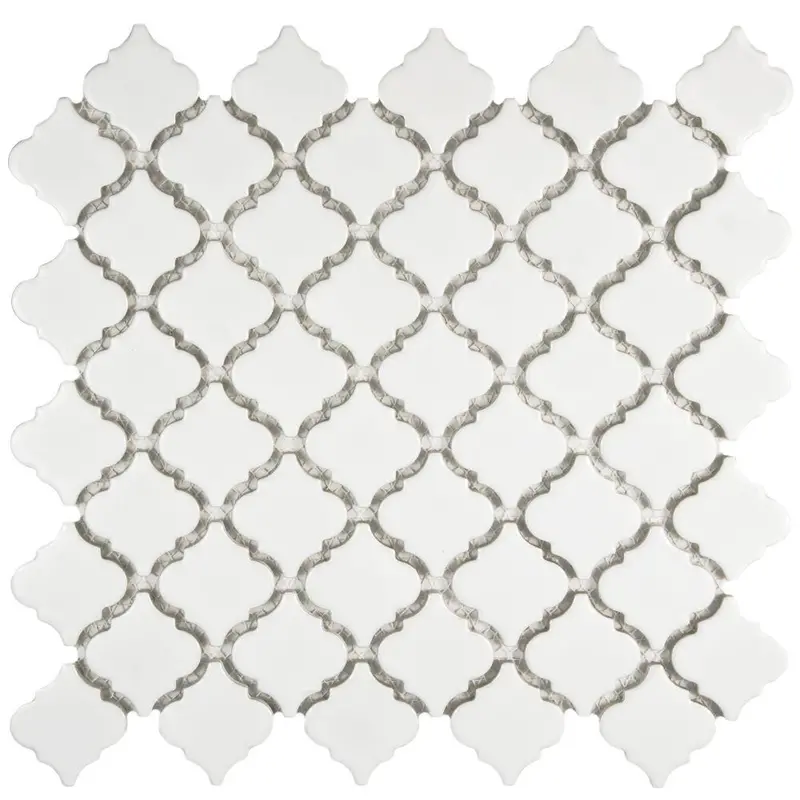 White Lantern Arabesque 2×2 Inch Porcelain Pool Tile