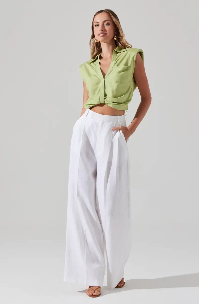 Wide-Leg Linen-Blend Trouser Pants for Effortless Style