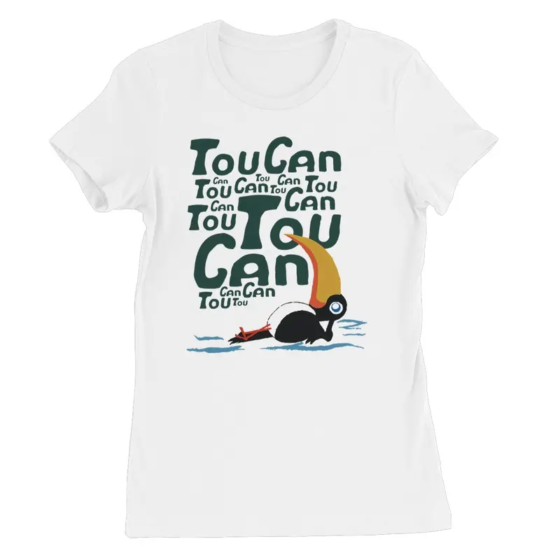 Women’s Fine Jersey Tee – Toucan Illustration (AQUA HMP2)