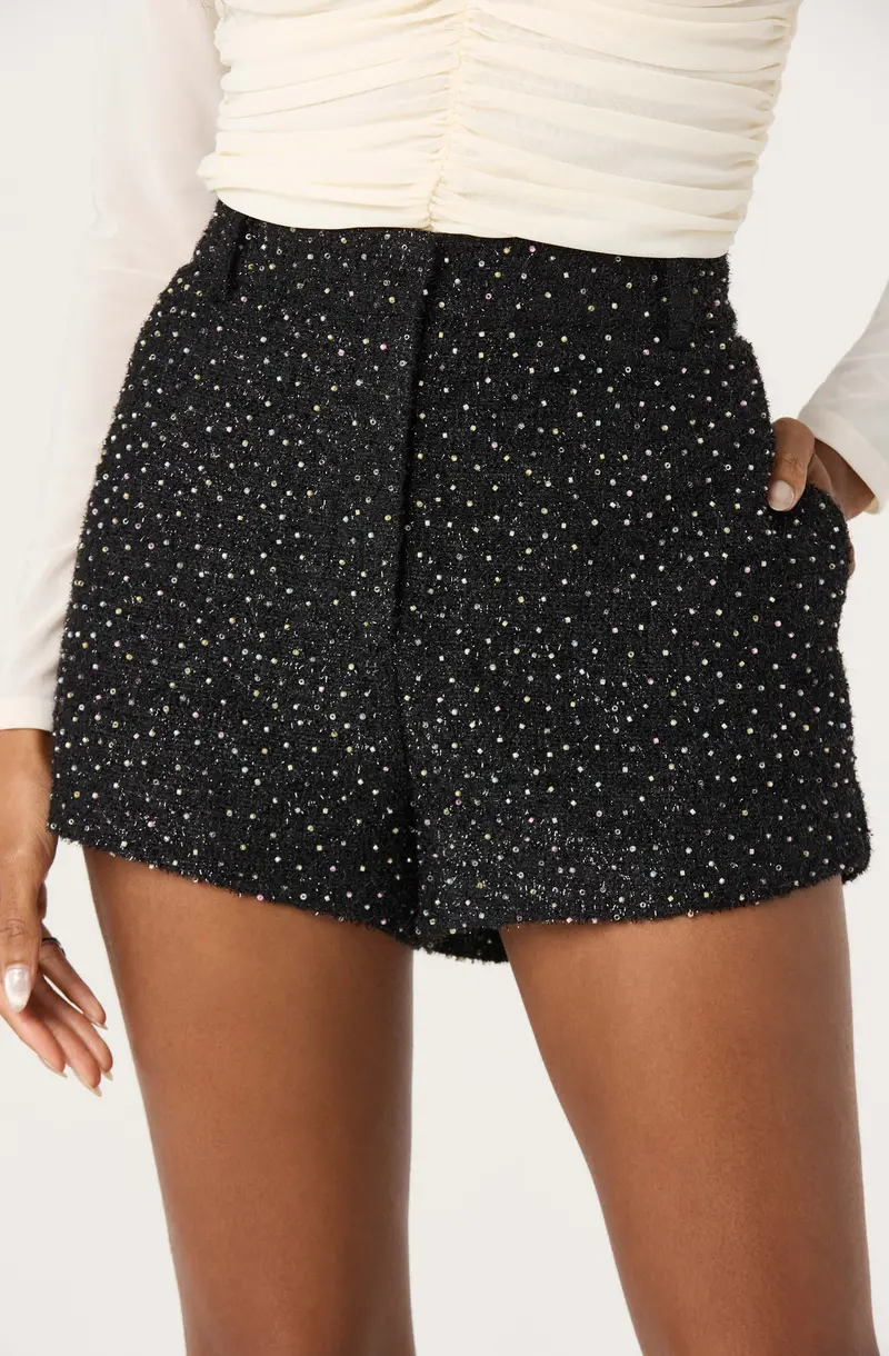 Wynn Beaded Tweed Shorts with Tailored Fit
