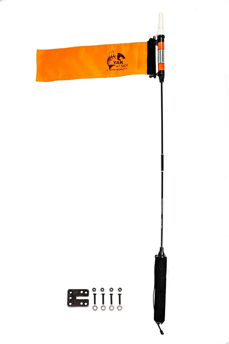 YakAttack VISICarbon Pro 360° LED Visibility Flag with Mighty Mount Hardware (Orange)