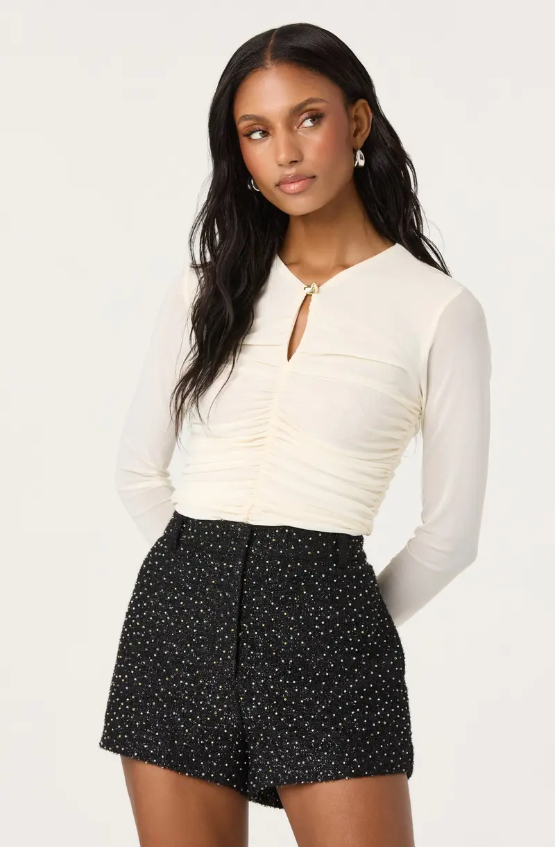 Yasmine Ruched Mesh Top